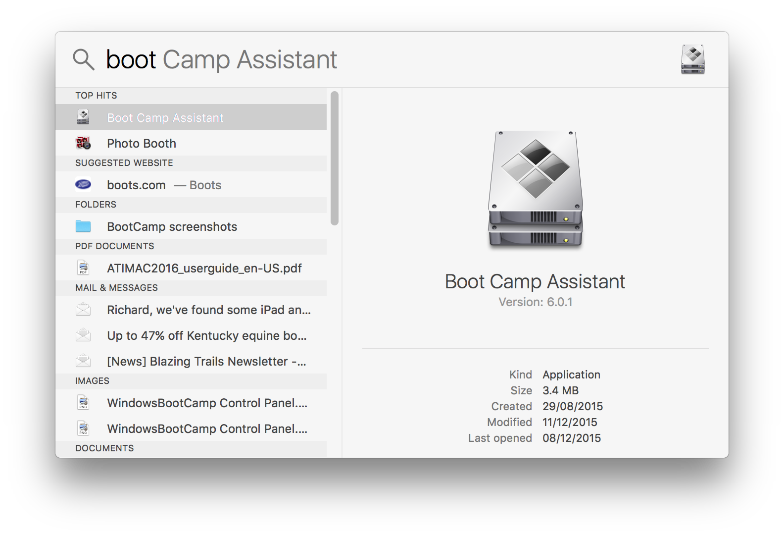 how to open boot camp assistant